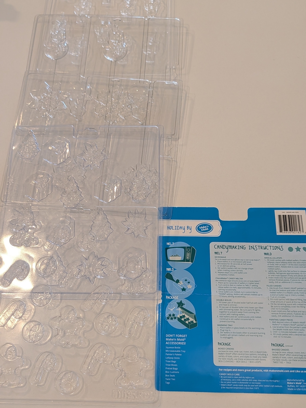 5 Holiday Candy Molds - Clear